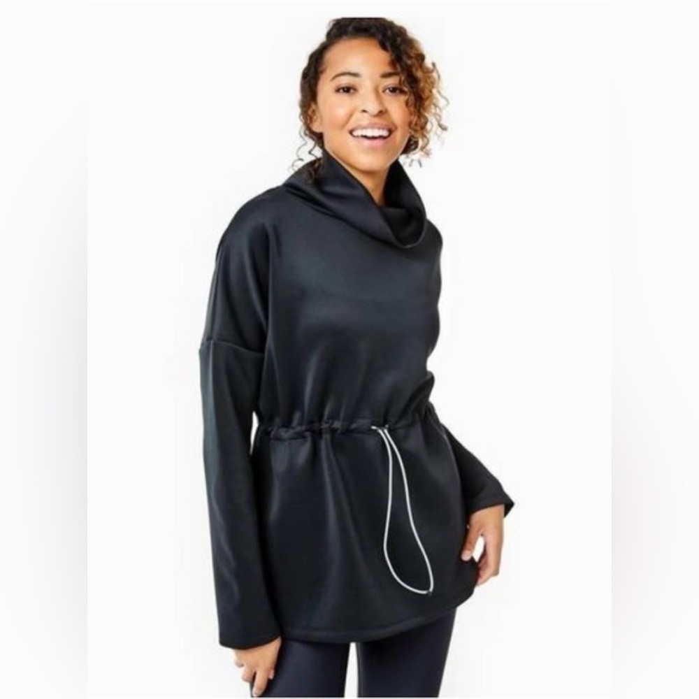 ADDISON BAY Iverson Pullover in Black Tunic Drawstring Cowl NeckTop Size M NWT